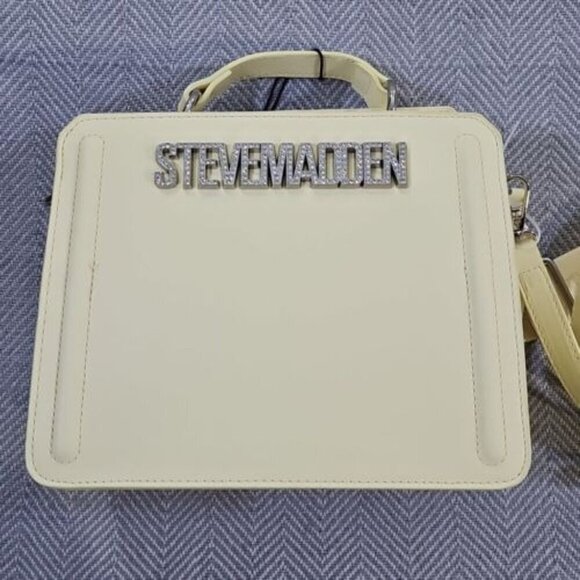Steve Madden NWT Bevelyn-G Satchel Butter Yellow Crossbody Rhinestones Bling - Picture 4 of 16